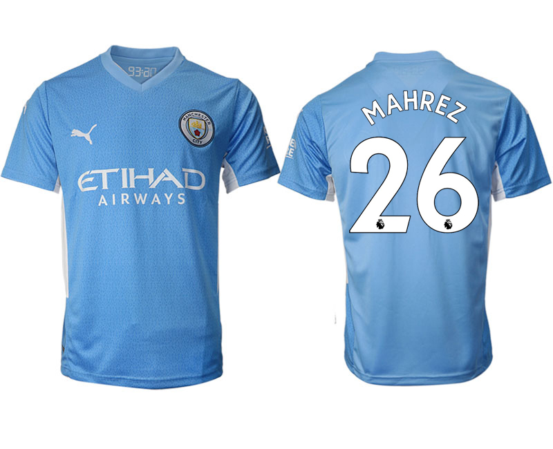Men 2021-2022 Club Manchester city home aaa version blue #26 Soccer Jersey